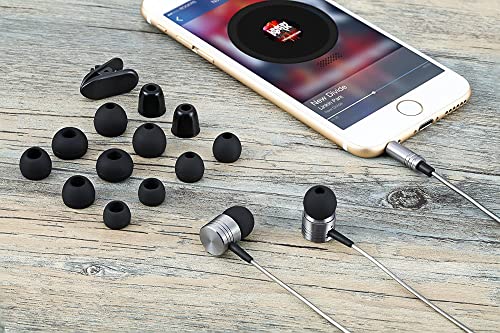 Betron B650 in Ear Headphones Earphones Wired with Noise Isolating Earbuds Tangle-Free Cord Carry Case Soft Ear Buds 3.5mm Plug (Black)