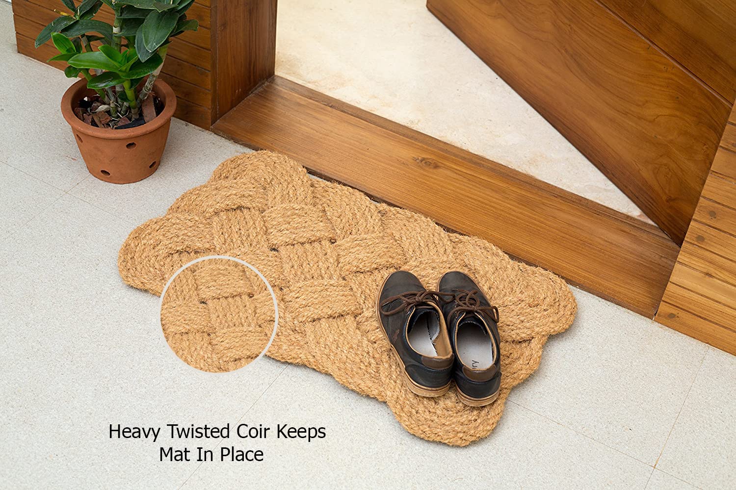 Iron Gate - Natural Jute Rope Woven Doormat 18x30 - Single Pack - 100% All Natural Fibers - Eco-Friendly - Classic Interwoven Rope Design