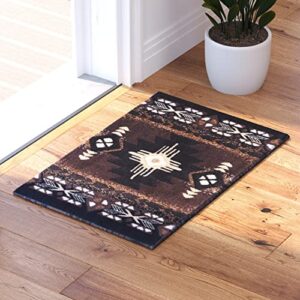 South West Native American Door Mat Area Rug Design C318 Chocolate (24 Inch X 40 Inch)