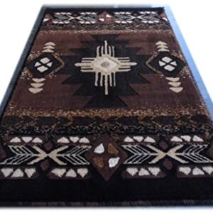 South West Native American Door Mat Area Rug Design C318 Chocolate (24 Inch X 40 Inch)