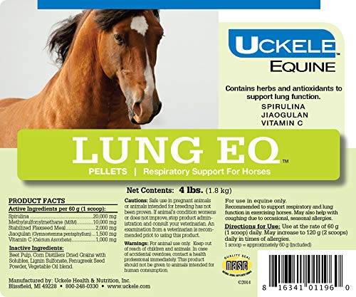 Uckele Lung EQ Horse Supplement - Respiratory Support for Horses - Equine Vitamin & Mineral Supplement - 4 Pound (lb)