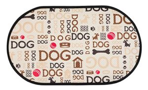 s&t inc. microfiber pet bowl feeding mat, anti-skid and absorbent, 12.5 inch x 21 inch, typography