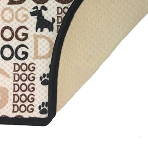 S&T INC. Microfiber Pet Bowl Feeding Mat, Anti-Skid and Absorbent, 12.5 Inch x 21 Inch, Typography