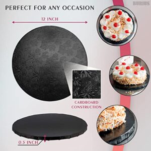 Black Round Tray 12 Inch Cardboard Circles Black Cake Board Cake Drum Wrap Covering Display Board Round Cardboard Cake Rounds - BURIUS