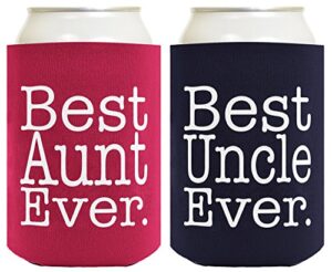 best aunt and uncle ever gift set 2 pack can coolies drink coolers magenta and navy