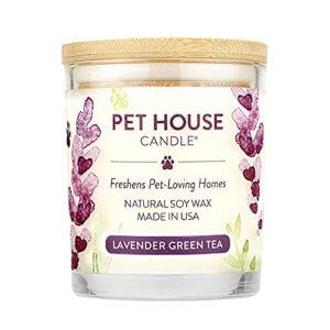 one fur all - 100% natural plant-based wax candle, 30+ fragrances - pet odor eliminator, appx 60 hours burn time, scented jar candles – pet house candle, (pack of 1, lavender green tea)