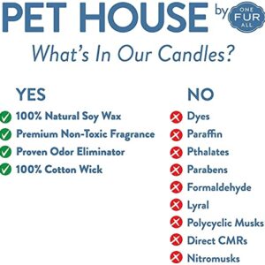 One Fur All - 100% Natural Plant-Based Wax Candle, 30+ Fragrances - Pet Odor Eliminator, Appx 60 Hours Burn Time, Scented Jar Candles – Pet House Candle, (Pack of 1, Lavender Green Tea)