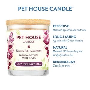 One Fur All - 100% Natural Plant-Based Wax Candle, 30+ Fragrances - Pet Odor Eliminator, Appx 60 Hours Burn Time, Scented Jar Candles – Pet House Candle, (Pack of 1, Lavender Green Tea)
