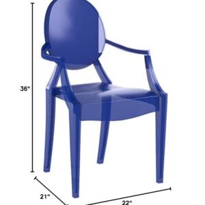 Modway EEI-121-BLU Casper Modern Acrylic Stacking Kitchen and Dining Room Arm Chair in Blue - Fully Assembled