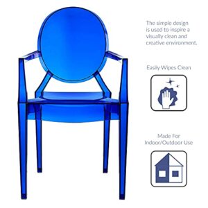 Modway EEI-121-BLU Casper Modern Acrylic Stacking Kitchen and Dining Room Arm Chair in Blue - Fully Assembled