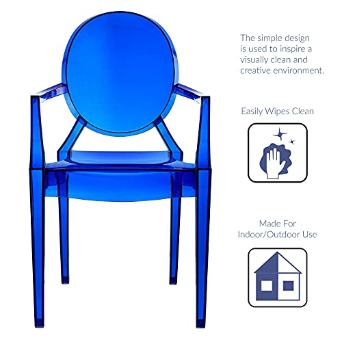 Modway EEI-121-BLU Casper Modern Acrylic Stacking Kitchen and Dining Room Arm Chair in Blue - Fully Assembled