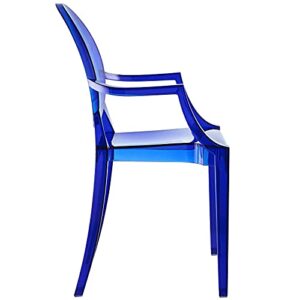 Modway EEI-121-BLU Casper Modern Acrylic Stacking Kitchen and Dining Room Arm Chair in Blue - Fully Assembled