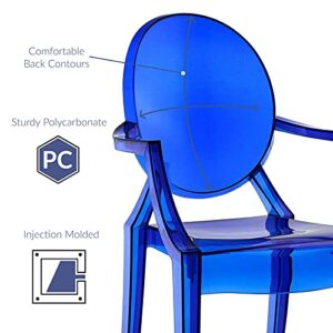 Modway EEI-121-BLU Casper Modern Acrylic Stacking Kitchen and Dining Room Arm Chair in Blue - Fully Assembled