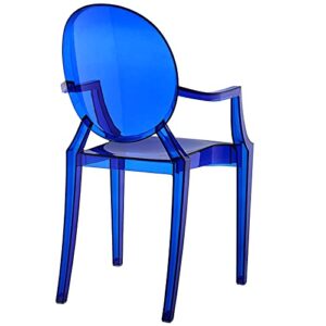 Modway EEI-121-BLU Casper Modern Acrylic Stacking Kitchen and Dining Room Arm Chair in Blue - Fully Assembled