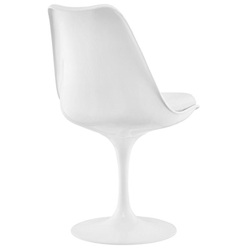 Modway Lippa Mid-Century Modern Faux Leather Upholstered Swivel Dining Chair in White