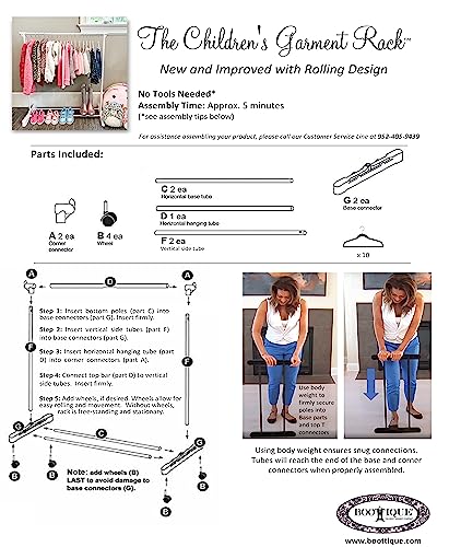 Childrens Garment Rack- Kids Closet Organizer- Kids Clothing Rack with 10 Hangers & Opt. Wheels (Includes 10 Pink Childrens Velvet Hangers)