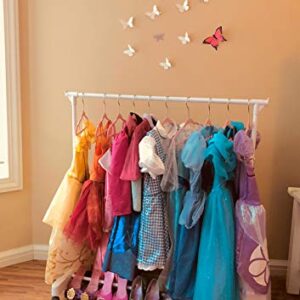 Childrens Garment Rack- Kids Closet Organizer- Kids Clothing Rack with 10 Hangers & Opt. Wheels (Includes 10 Pink Childrens Velvet Hangers)