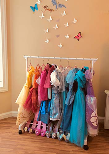 Childrens Garment Rack- Kids Closet Organizer- Kids Clothing Rack with 10 Hangers & Opt. Wheels (Includes 10 Pink Childrens Velvet Hangers)