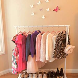 Childrens Garment Rack- Kids Closet Organizer- Kids Clothing Rack with 10 Hangers & Opt. Wheels (Includes 10 Pink Childrens Velvet Hangers)