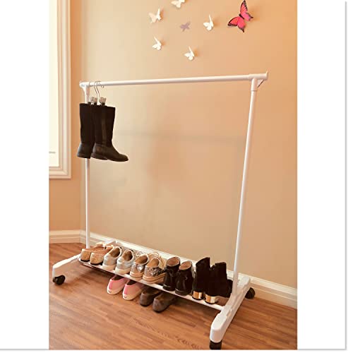 Childrens Garment Rack- Kids Closet Organizer- Kids Clothing Rack with 10 Hangers & Opt. Wheels (Includes 10 Pink Childrens Velvet Hangers)