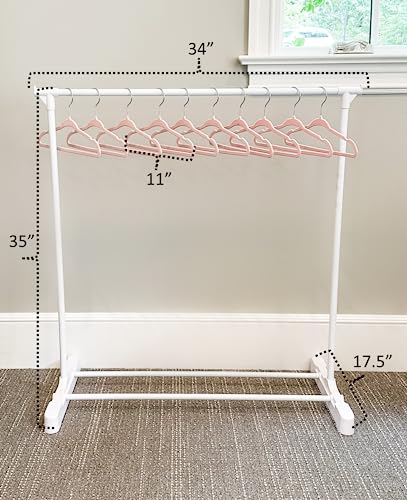 Childrens Garment Rack- Kids Closet Organizer- Kids Clothing Rack with 10 Hangers & Opt. Wheels (Includes 10 Pink Childrens Velvet Hangers)