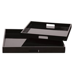 howard elliot black lacquer square wood tray set