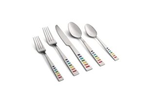 fiesta - 641020r fiesta celebration 20-piece flatware silverware set, service for 4, stainless steel, includes forks/knife/spoons