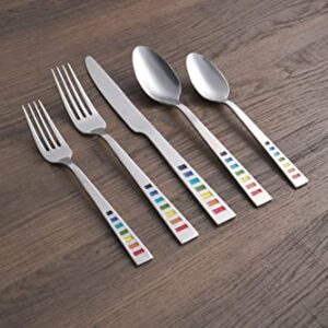 Fiesta - 641020R Fiesta Celebration 20-Piece Flatware Silverware Set, Service for 4, Stainless Steel, Includes Forks/Knife/Spoons