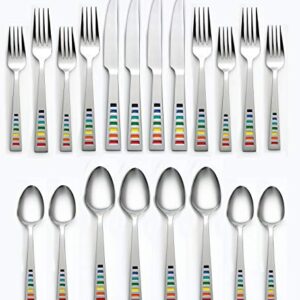 Fiesta - 641020R Fiesta Celebration 20-Piece Flatware Silverware Set, Service for 4, Stainless Steel, Includes Forks/Knife/Spoons