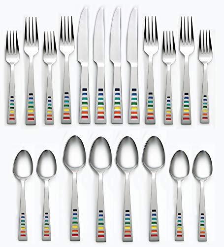 Fiesta - 641020R Fiesta Celebration 20-Piece Flatware Silverware Set, Service for 4, Stainless Steel, Includes Forks/Knife/Spoons