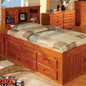 Discovery World Furniture Captains Bookcase Bed, Twin, Honey