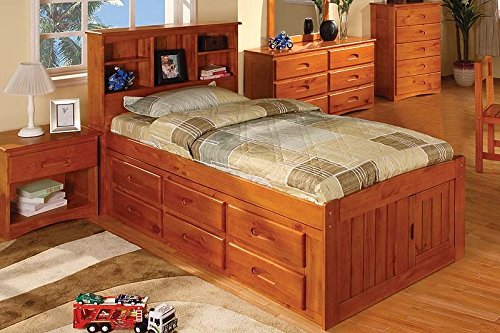 Discovery World Furniture Captains Bookcase Bed, Twin, Honey