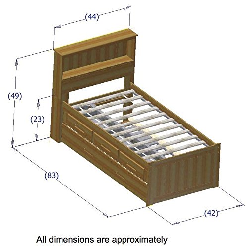 Discovery World Furniture Captains Bookcase Bed, Twin, Honey