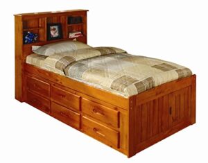 discovery world furniture captains bookcase bed, twin, honey