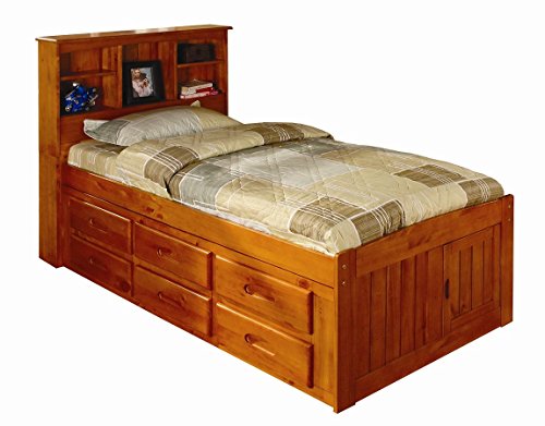 Discovery World Furniture Captains Bookcase Bed, Twin, Honey