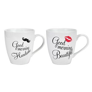 pfaltzgraff porcelain good morning his & hers mugs set of 2,beautiful/handsome - 5147320, 18 ounce