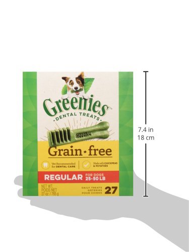GREENIES Grain Free Regular Natural Dog Dental Care Chews Oral Health Dog Treats, 27 oz. Pack (27 Treats)