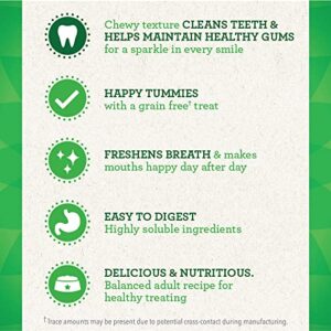 GREENIES Grain Free Regular Natural Dog Dental Care Chews Oral Health Dog Treats, 27 oz. Pack (27 Treats)