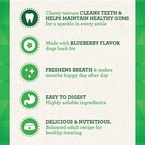 GREENIES Large Natural Dog Dental Care Chews Oral Health Dog Treats Blueberry Flavor, 12 oz. Pack (8 Treats)