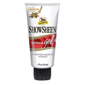 absorbine showsheen detangler gel for coat, mane & tail, moroccan argan oil, tackles toughest knots on horses, dogs & livestock, 4oz