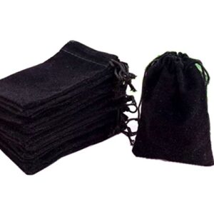 gybest 3" x 4" (50/100/150/200) wholesale - black velvet cloth jewelry pouches/drawstring bags (200)