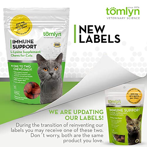 Tomlyn Immune Support Daily L-Lysine Supplement, Fish-Flavored Lysine Chews for Cats and Kittens, 30ct