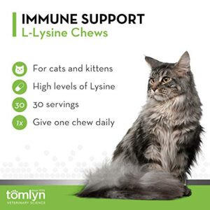 Tomlyn Immune Support Daily L-Lysine Supplement, Fish-Flavored Lysine Chews for Cats and Kittens, 30ct