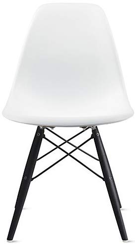 2xhome White - Plastic Molded Bedroom Dining Side Ray Chair with Black Wood Eiffel Dowel-Legs Base Nature Legs No Side