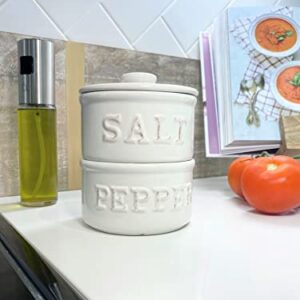 Mud Pie Salt & Pepper Cellar, Off-White, 6" X 3.5" dia