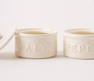 Mud Pie Salt & Pepper Cellar, Off-White, 6" X 3.5" dia