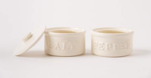 Mud Pie Salt & Pepper Cellar, Off-White, 6" X 3.5" dia