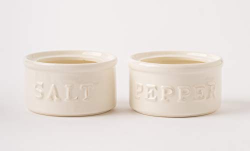 Mud Pie Salt & Pepper Cellar, Off-White, 6" X 3.5" dia