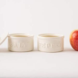 Mud Pie Salt & Pepper Cellar, Off-White, 6" X 3.5" dia