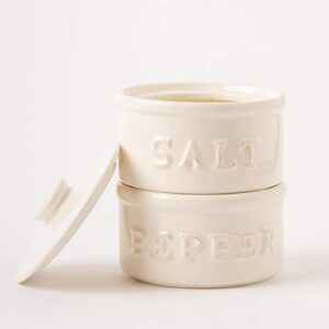 Mud Pie Salt & Pepper Cellar, Off-White, 6" X 3.5" dia